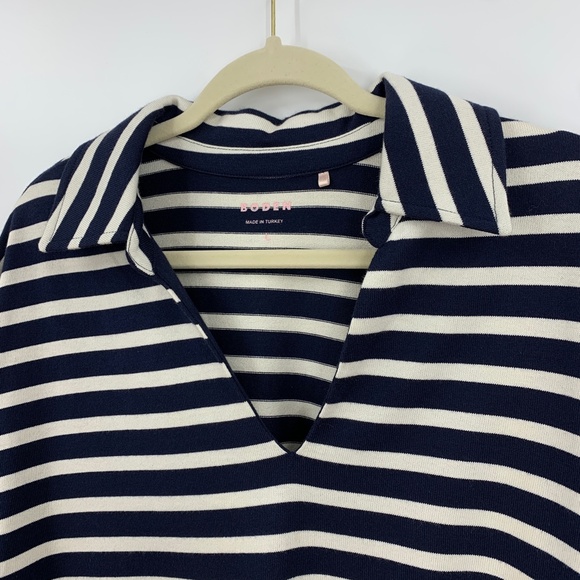 Boden Notch Collar Top Navy/Ivory - Picture 5 of 11